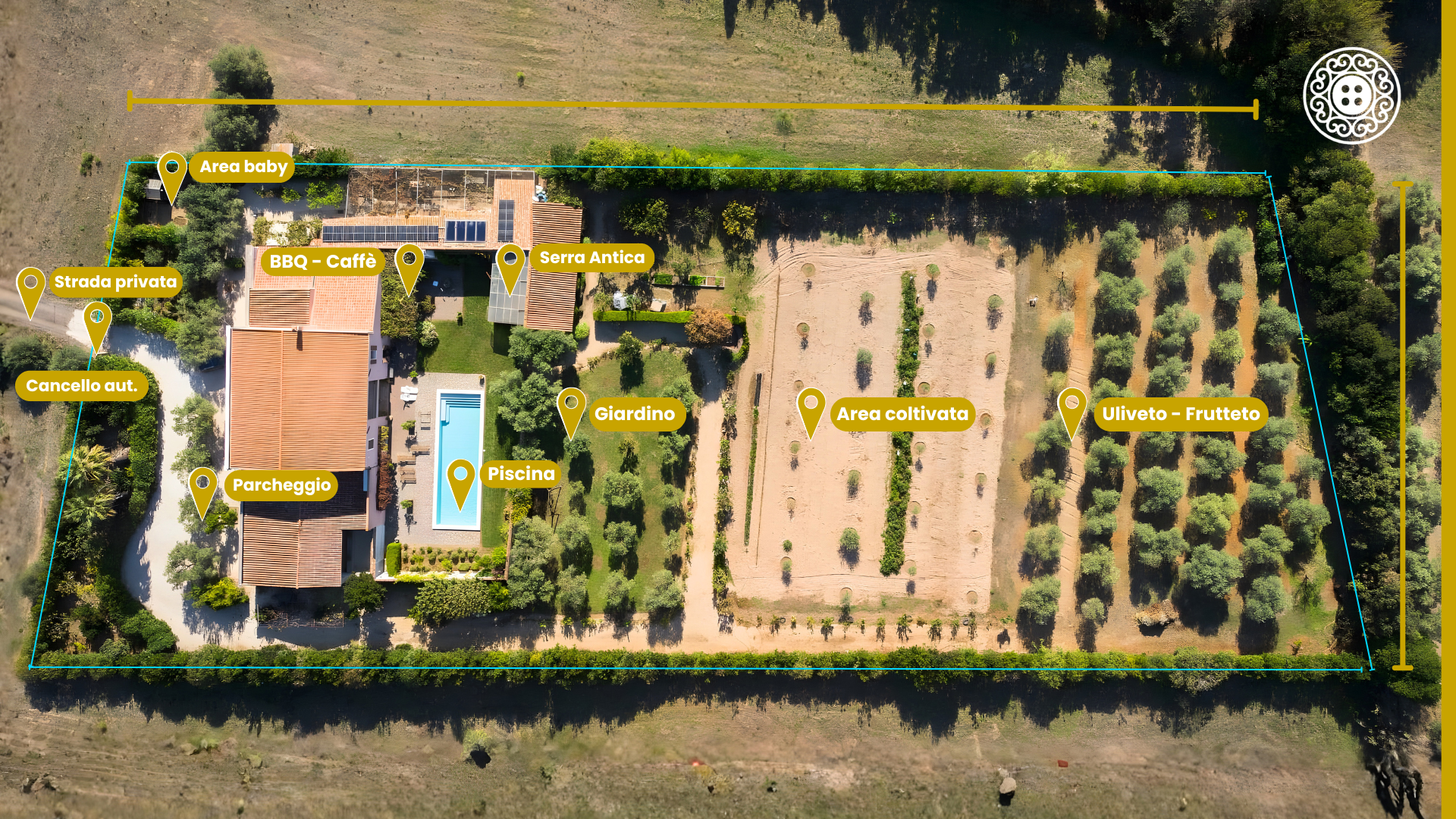 Vista complessiva della proprietà Domus Sa Corbula
