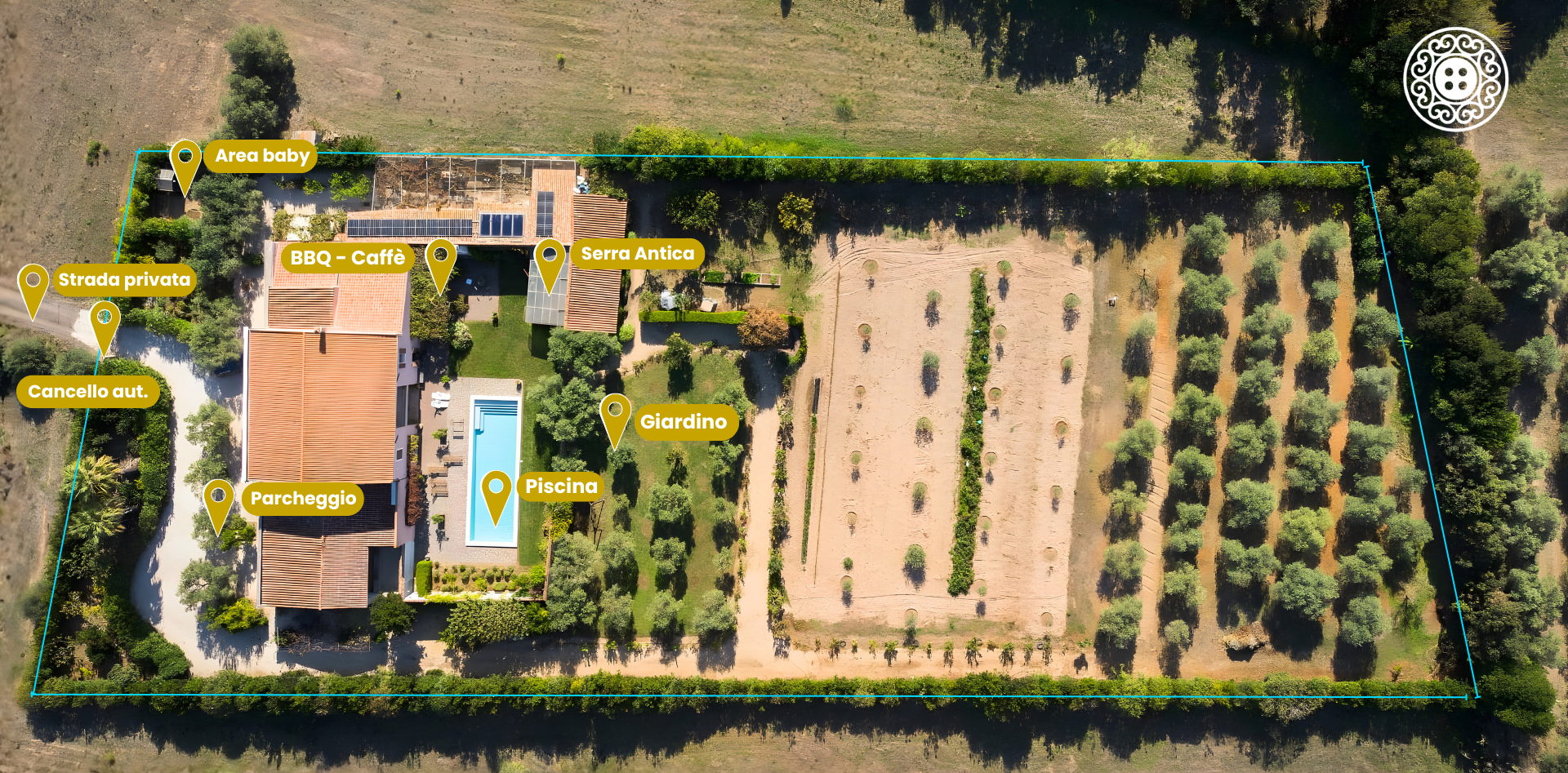 Vista aerea della proprietà Domus Sa Corbula